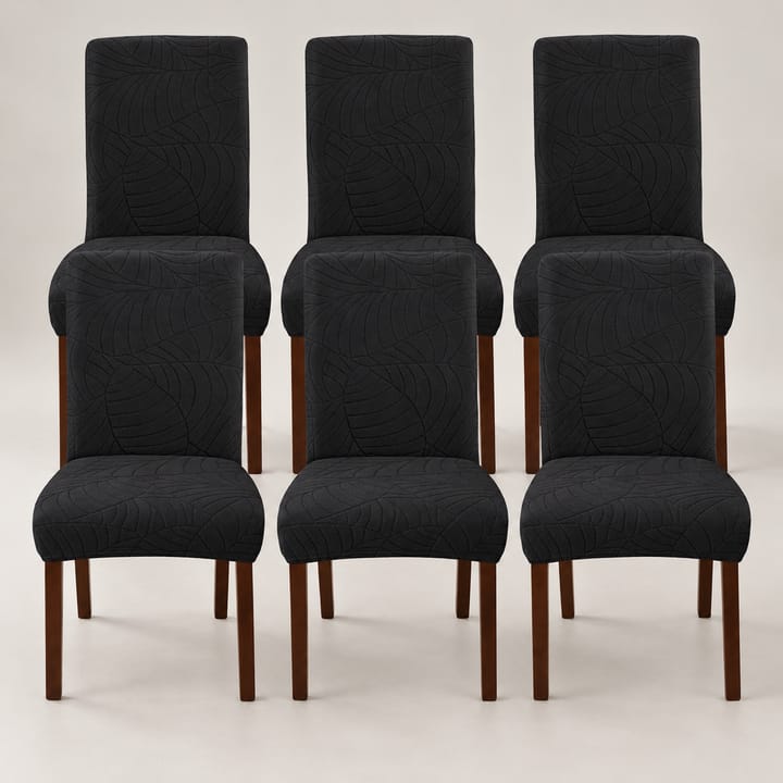 The Leaf Jacquard Dining Chair Cover, Brown, 6 covers