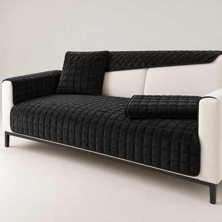 The Quilted Plush Velvet Seat Cover, Black