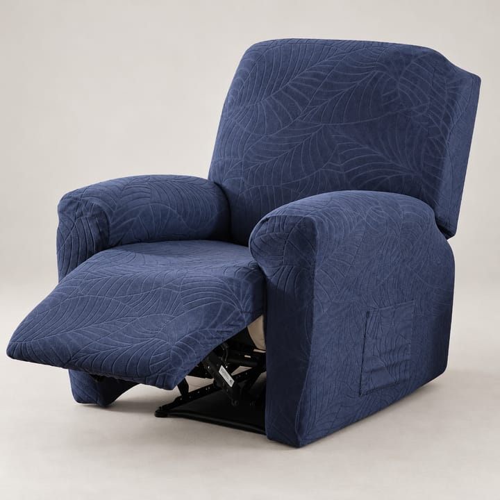 The Wavy Knit Waterproof Recliner Cover, Navy blue