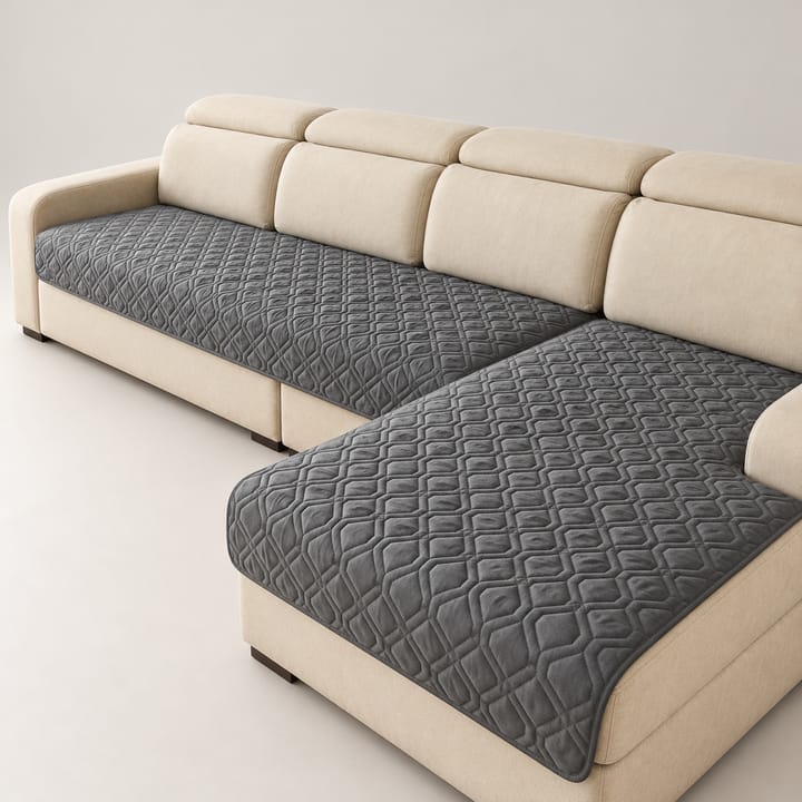 The Quilted Diamond Cushion Sofa Cover, Dark gray
