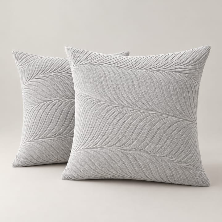 The Deep Leaf Jacquard Cushion Cover, Light Gray