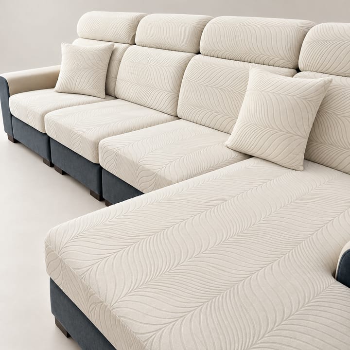 The Deep Leaf Jacquard Cushion Cover, Ivory