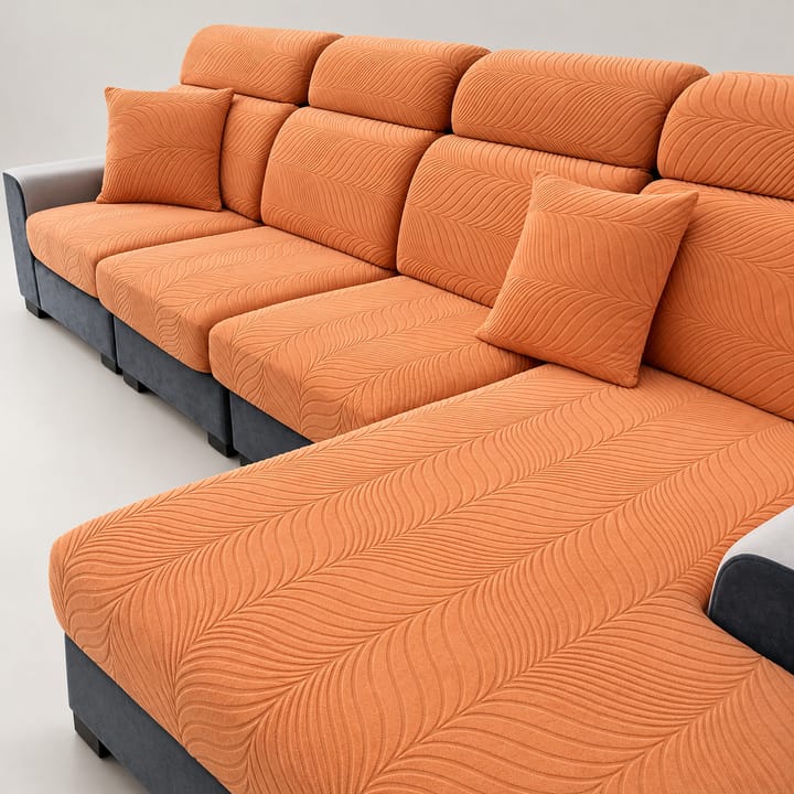 The Deep Leaf Jacquard Cushion Cover, Orange