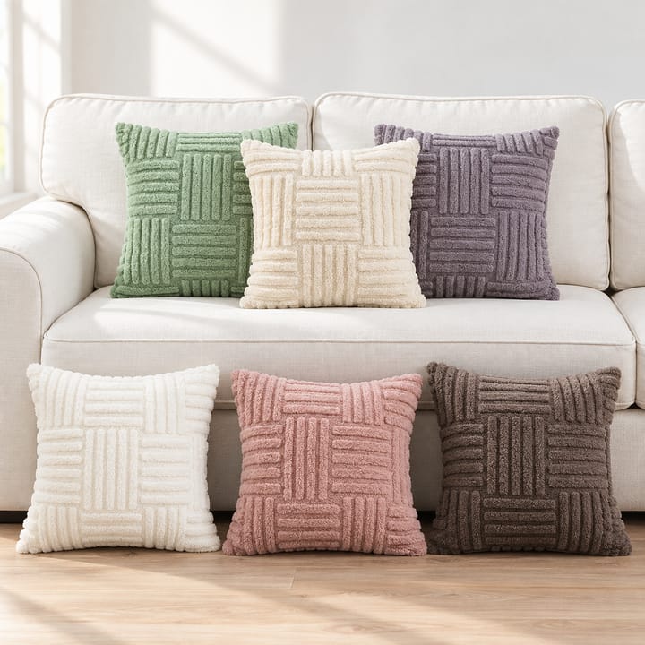 The Ribbed Grid Faux Fur Pillow Cover