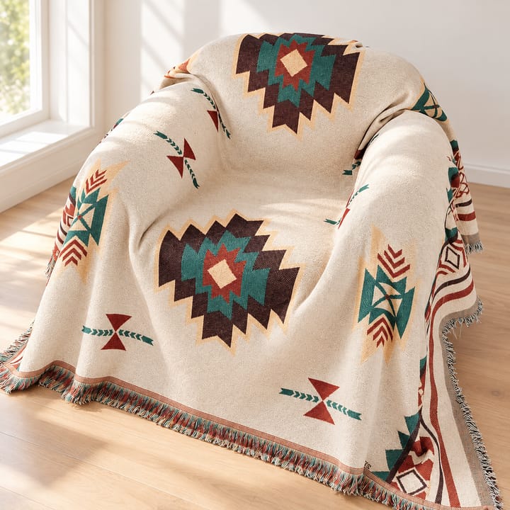 The Aztec Woven Fringe Throw