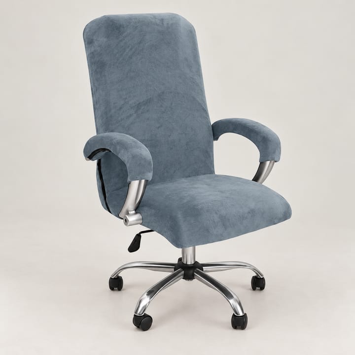 The Velvet Stretch Office Chair Slipcover, Gray blue