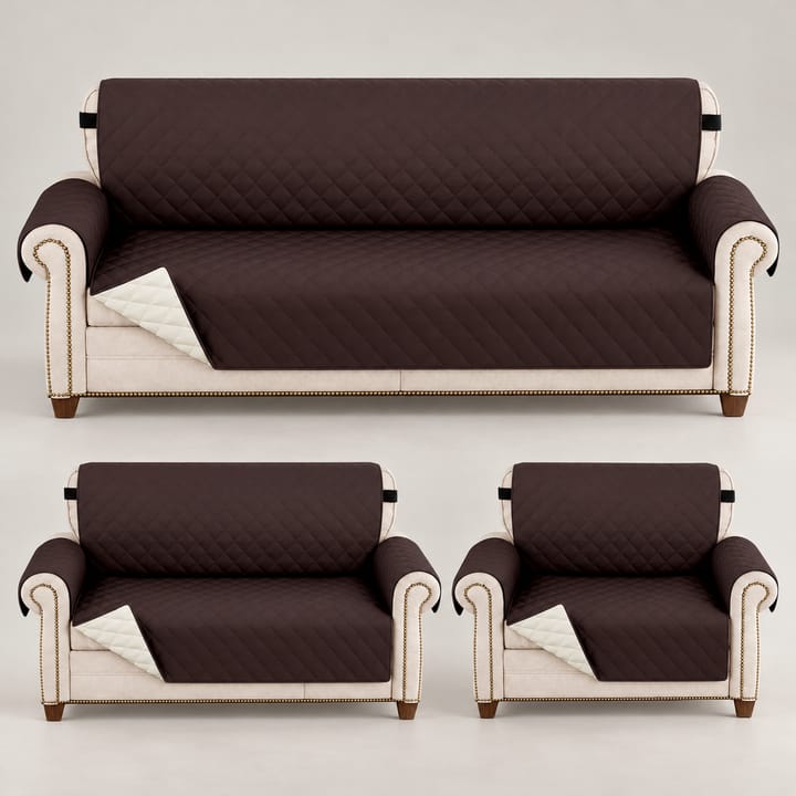 The Quilted Diamond Waterproof Sofa Cover, Dark brown