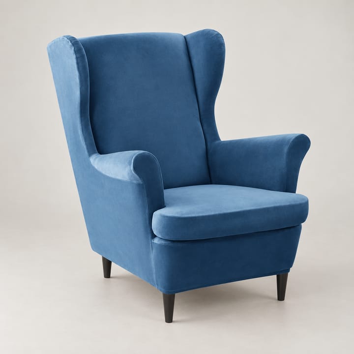 The Wingback Velvet Slipcover Set, Dusty blue