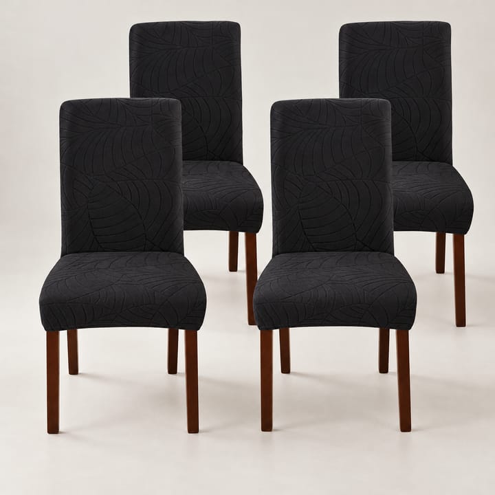 The Leaf Jacquard Dining Chair Cover, Brown, 4 covers