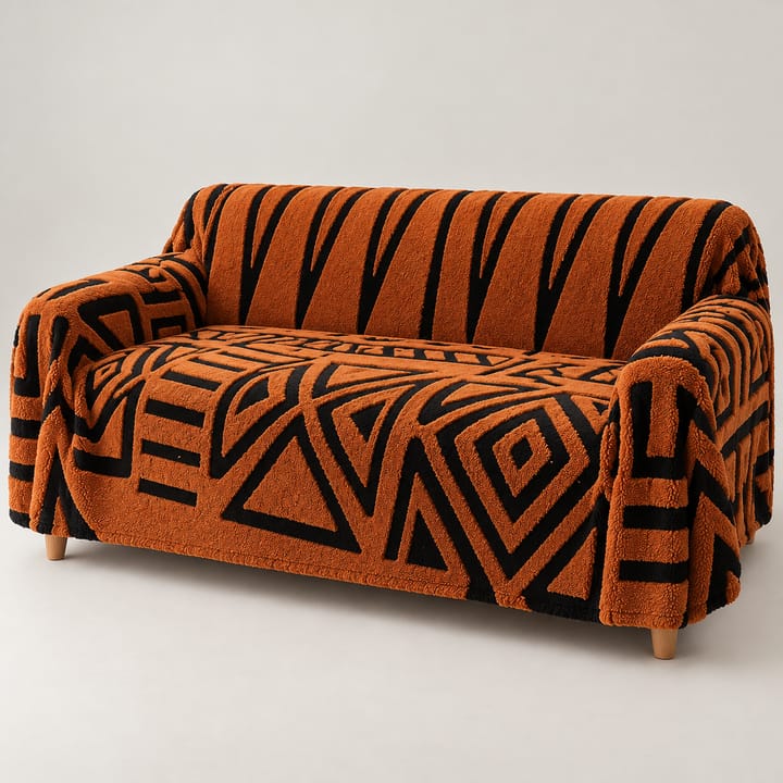 The Boho Fleece Sofa Throw, Camel