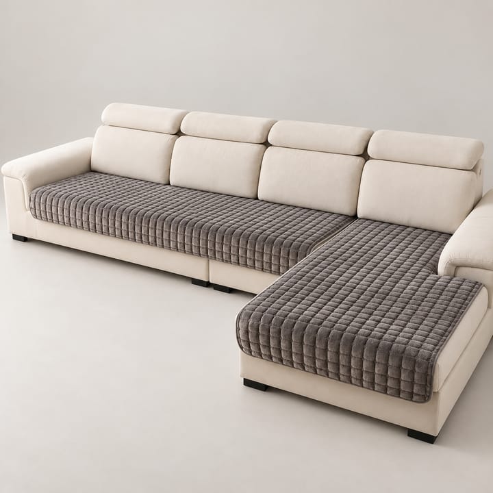 The Quilted Plush Velvet Seat Cover, Dark gray