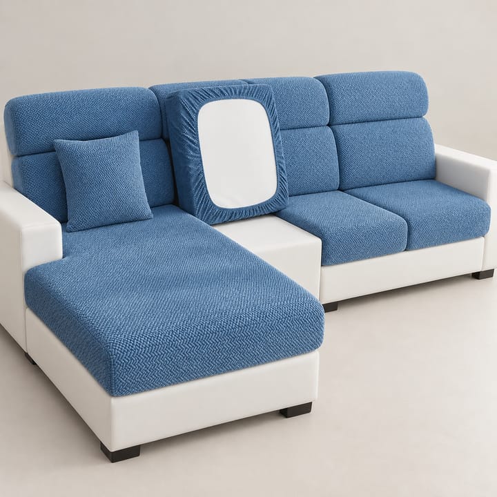 The Twill Jacquard Cushion Cover, Denim Blue