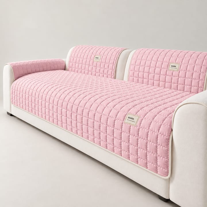 The Soft Quilted Couch Cover, Blush Pink