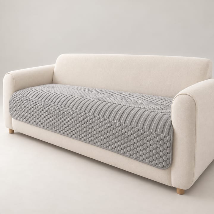 The Quilted Tufted Fleece Sofa Seat Cover, Light gray