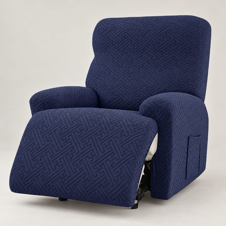 The Split Jacquard Recliner Cover, Navy blue
