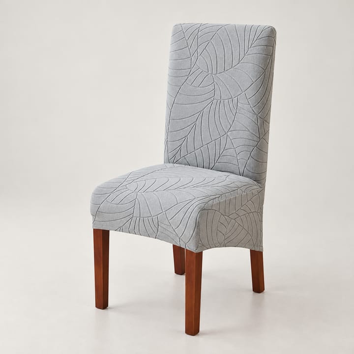 The Basketweave Stretch Dining Chair Cover, Light gray leaf