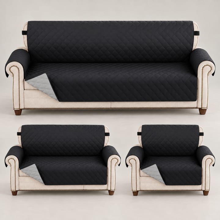 The Quilted Diamond Waterproof Sofa Cover, Black