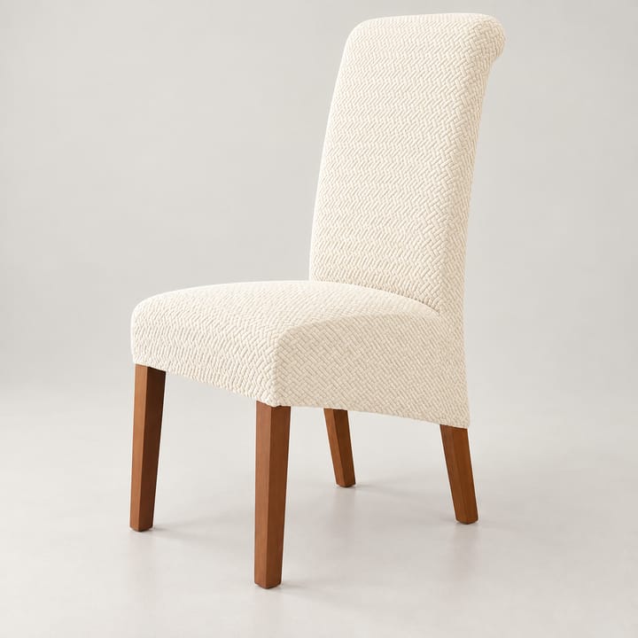 The Basketweave Stretch Dining Chair Cover, Beige basketweave