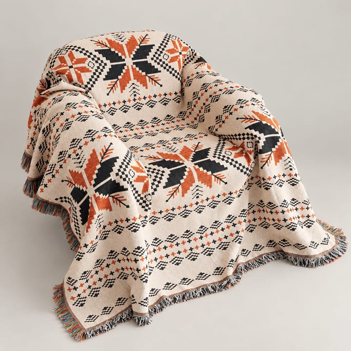 The Aztec Leaf Woven Throw, Orange maple leaves