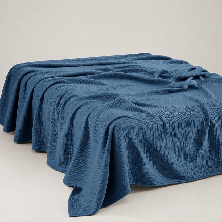 The Cotton Muslin Throw, Denim Blue