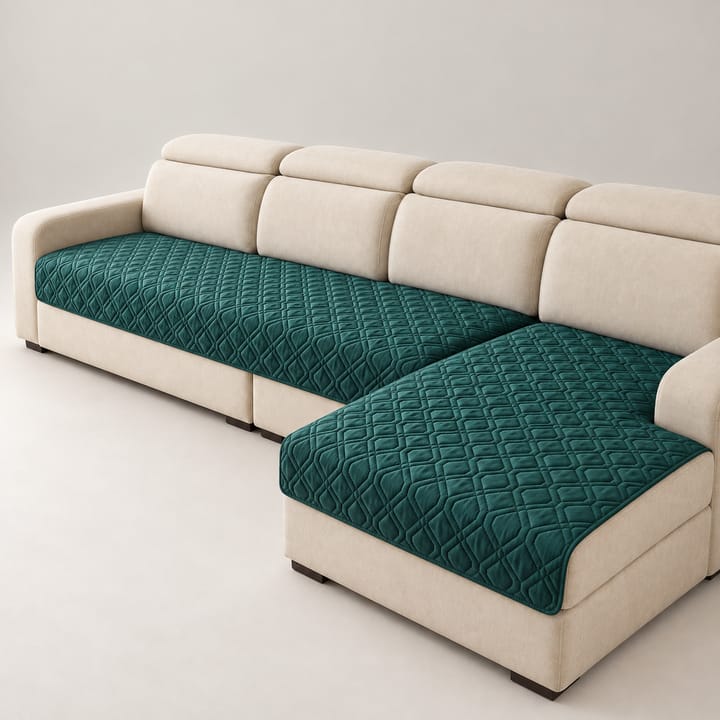 The Quilted Diamond Cushion Sofa Cover, Dark green