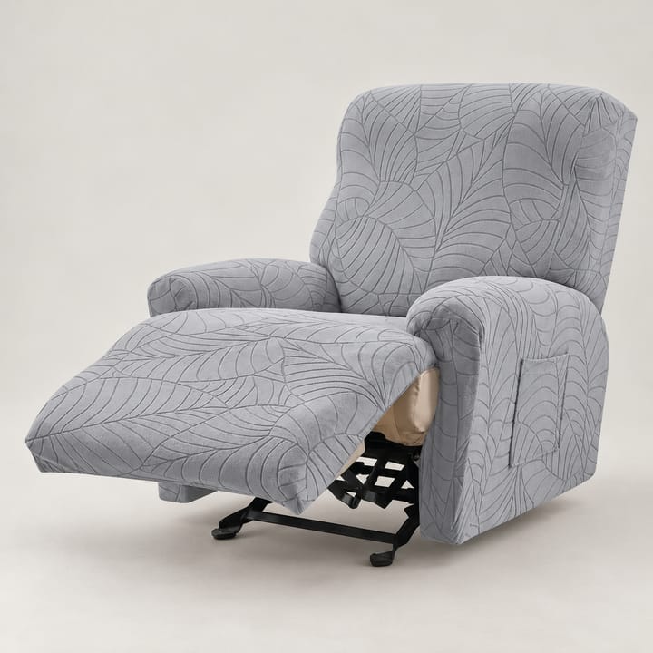 The Leaf Jacquard Recliner Slipcover, Light gray leaf