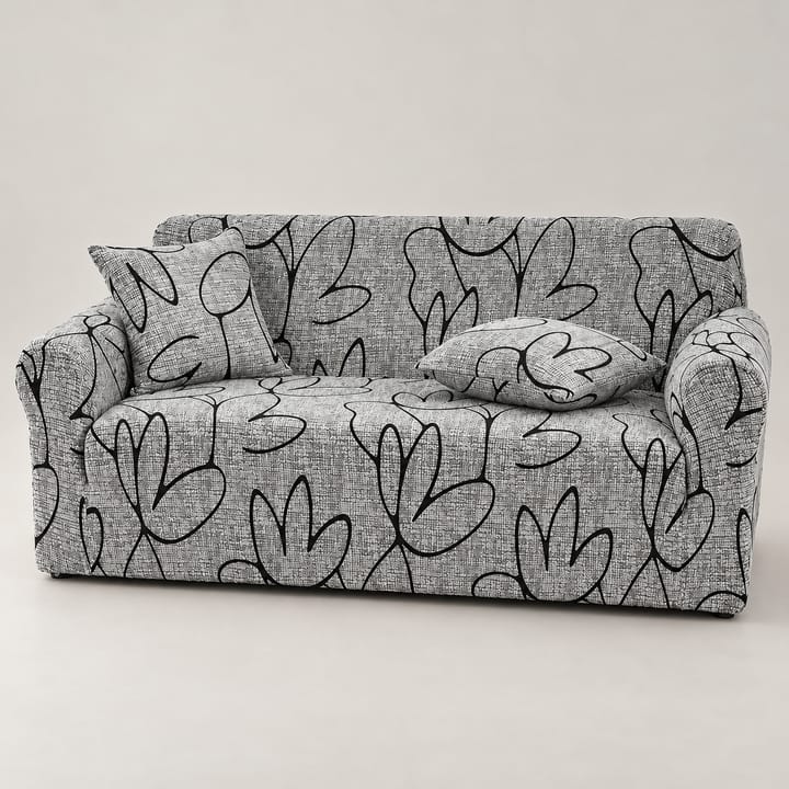 The Printed Jacquard Stretch Couch Cover, Gray line leaf