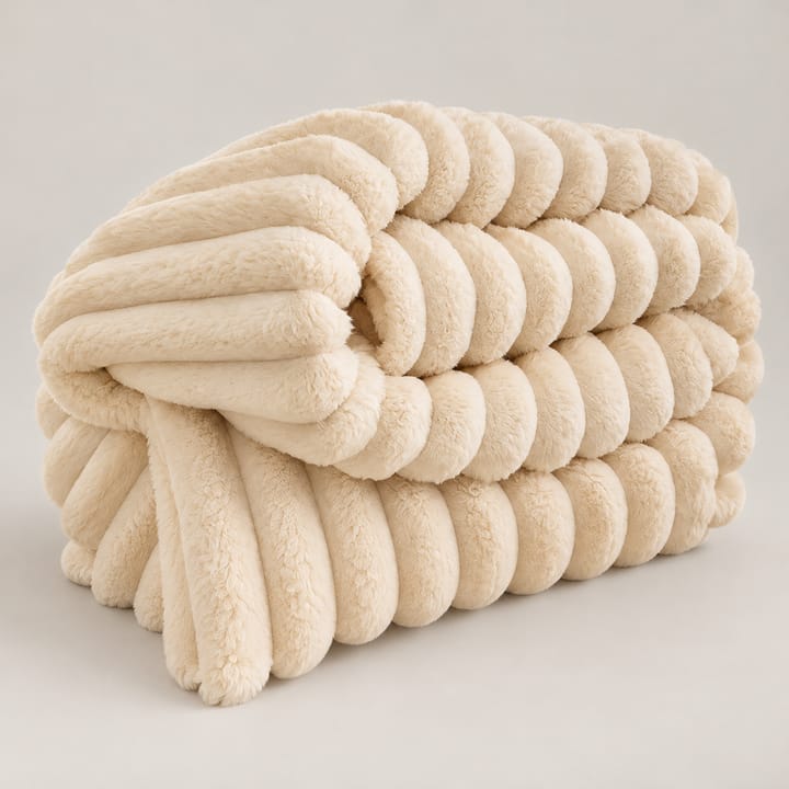 The Ribbed Faux Fur Throw, Cream
