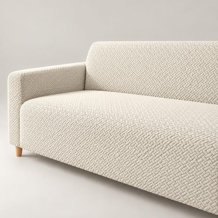 The Basketweave Stretch Sectional Sofa Cover, Cream