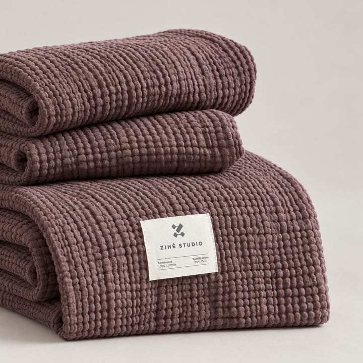 The Fringed Gauze Throw, Plum