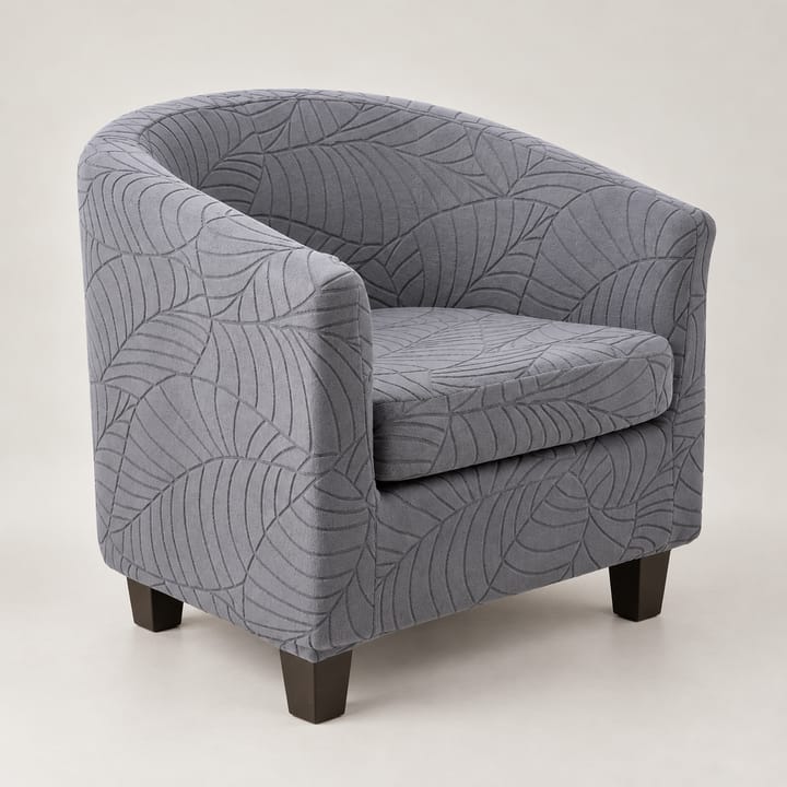 The Leaf Jacquard Tub Chair Cover, Dark gray