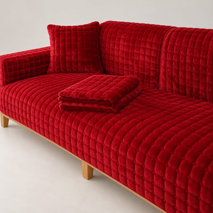 The Quilted Plush Velvet Seat Cover, Red