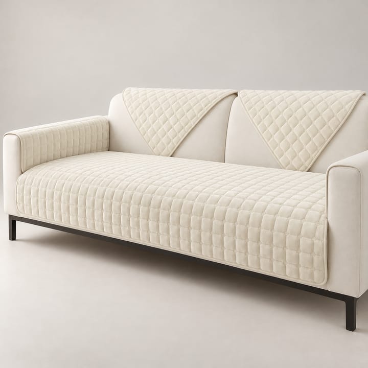 The Quilted Plush Velvet Seat Cover, Beige