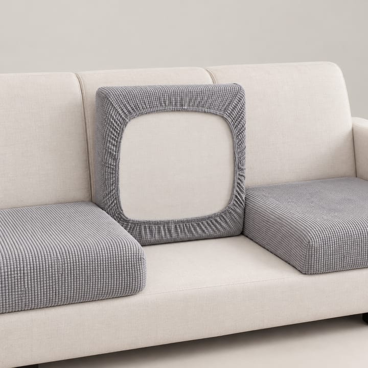The Grid Plush Velvet Cushion Cover, Light Gray