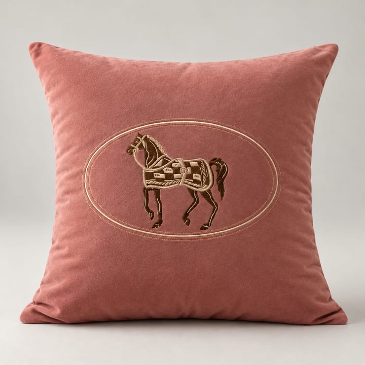 The Embroidered Horse Pillow Cover, Dusty rose