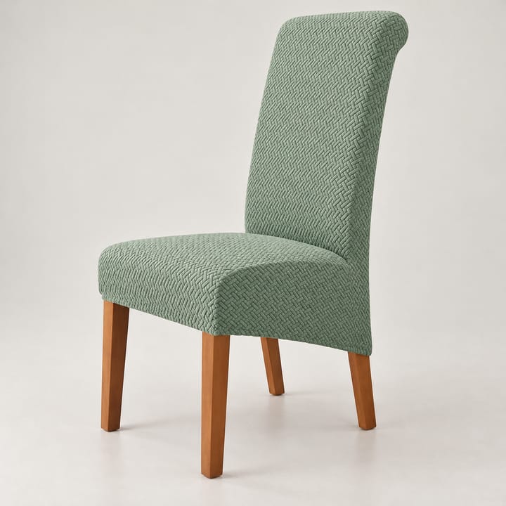 The Basketweave Stretch Dining Chair Cover, Sage green basketweave