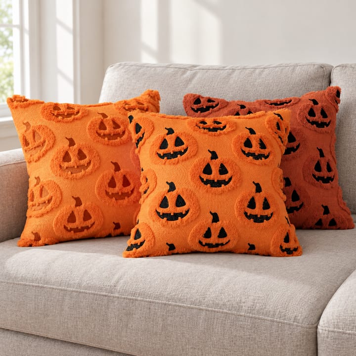 The Embroidered Plush Pumpkin Pillow Cover