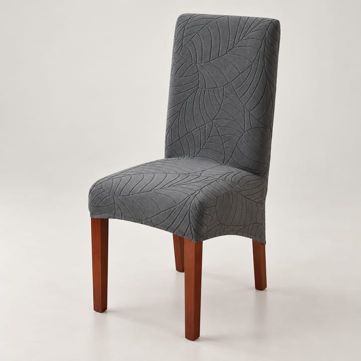 The Basketweave Stretch Dining Chair Cover, Dark gray leaf
