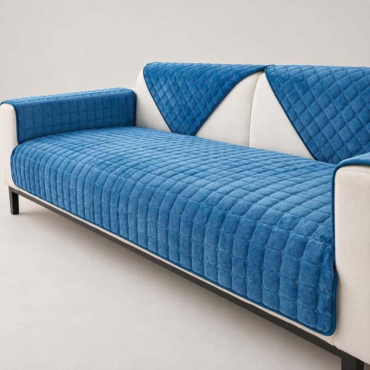 The Velvet Flannel Couch Cover, Ocean Blue