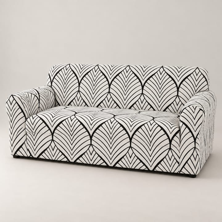 The Printed Jacquard Stretch Couch Cover, Black white fan