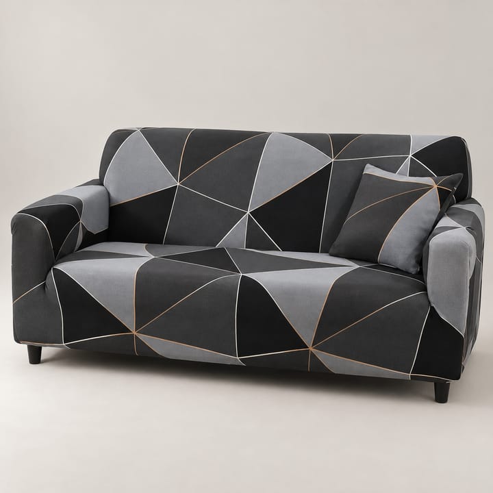 The Printed Jacquard Stretch Couch Cover, Black and gray geometric