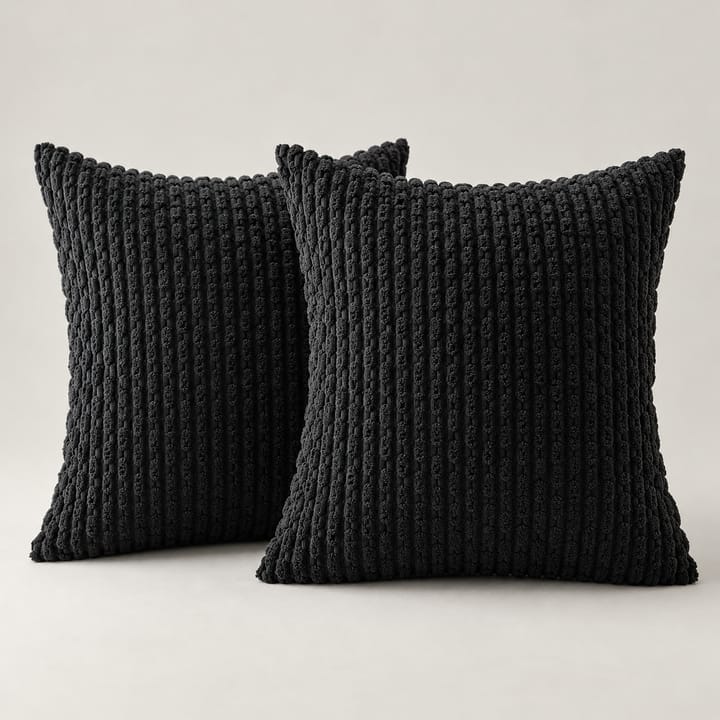 The Ribbed Corduroy Pillow Cover, Black