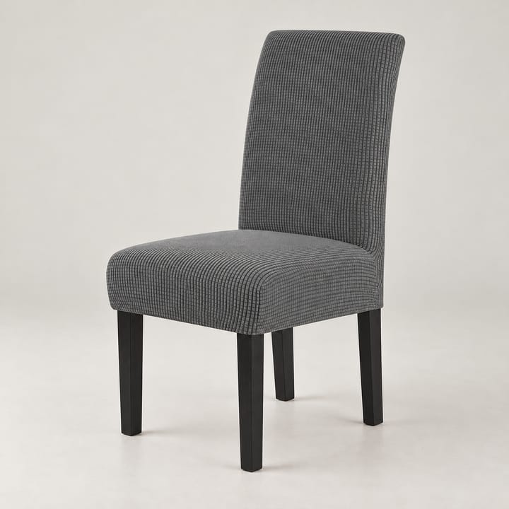 The Checked Jacquard Stretch Dining Chair Cover, Dark gray