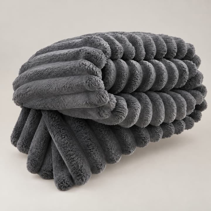 The Ribbed Faux Fur Throw, Charcoal