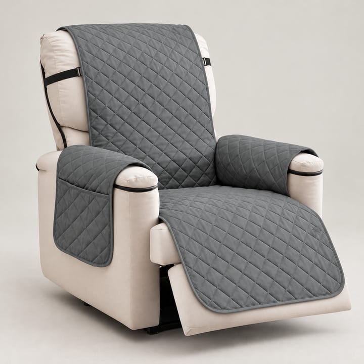 The Quilted Diamond Recliner Cover, Dark gray