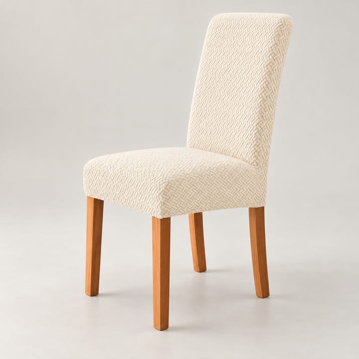 The Jacquard Stretch Dining Chair Cover, Cream