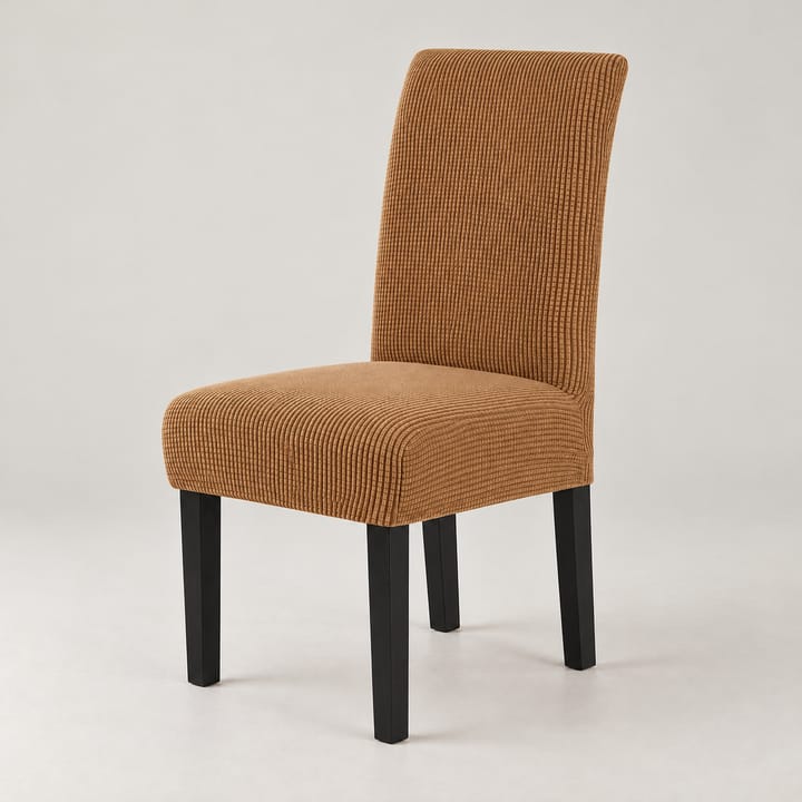 The Checked Jacquard Stretch Dining Chair Cover, Light brown