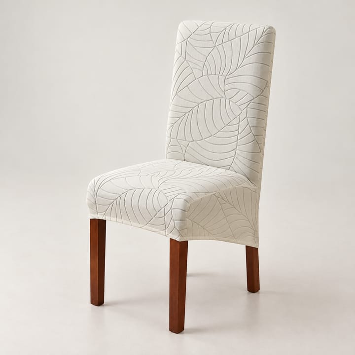 The Basketweave Stretch Dining Chair Cover, Beige leaf