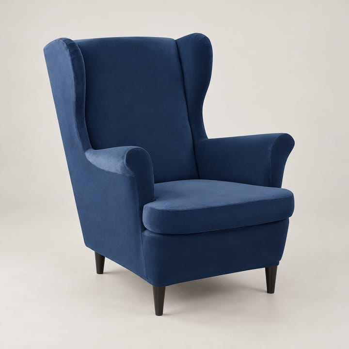 The Wingback Velvet Slipcover Set, Navy blue