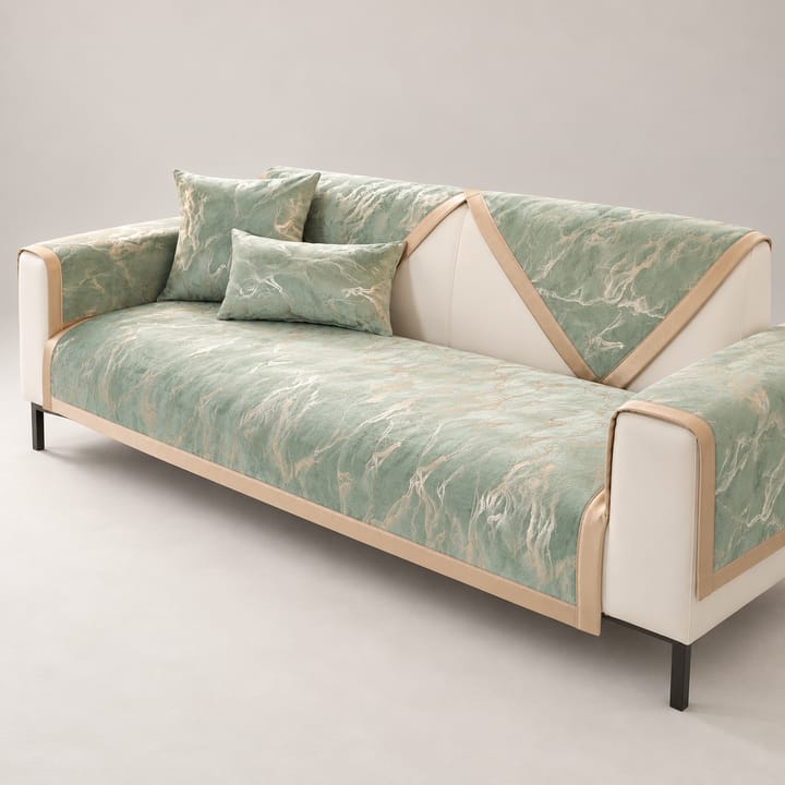 The Marble Print Velvet Sectional Cover, Light green